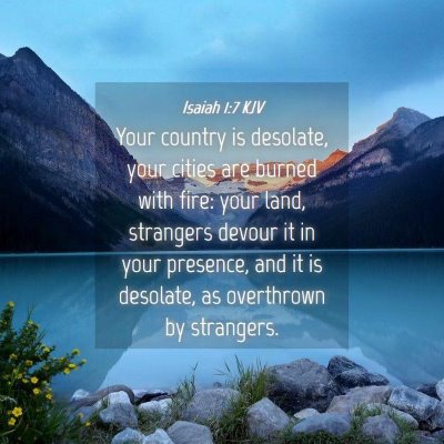 Picture 04 - Isaiah 1:7 KJV - Your country is desolate, your cities are burned - Bible Verse Picture