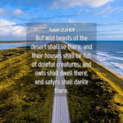 Picture 04 - Isaiah 13:21 KJV - But wild beasts of the desert shall lie there; - Bible Verse Picture