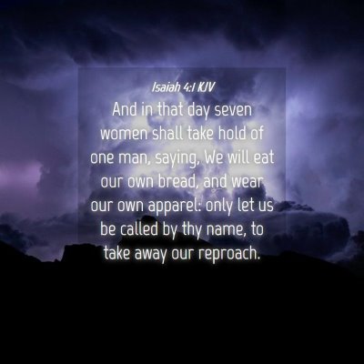 Picture 04 - Isaiah 4:1 KJV - And in that day seven women shall take hold of - Bible Verse Picture