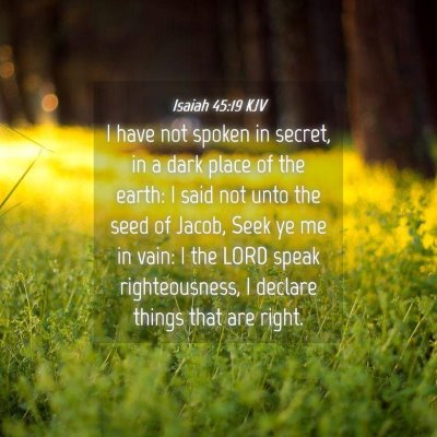 Picture 04 - Isaiah 45:19 KJV - I have not spoken in secret, in a dark place of - Bible Verse Picture