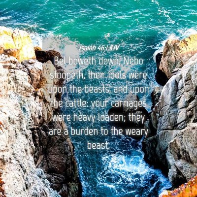 Picture 04 - Isaiah 46:1 KJV - Bel boweth down, Nebo stoopeth, their idols were - Bible Verse Picture