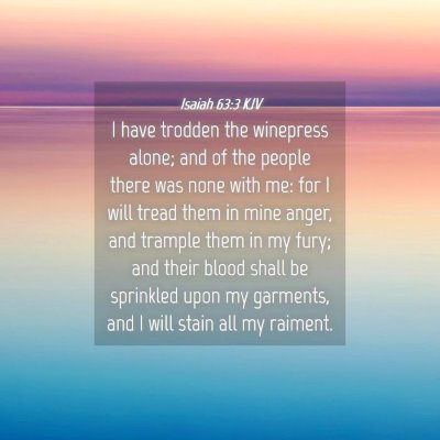 Picture 04 - Isaiah 63:3 KJV - I have trodden the winepress alone; and of the - Bible Verse Picture