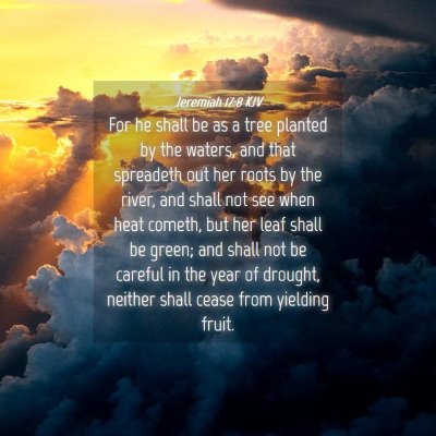 Picture 04 - Jeremiah 17:8 KJV - For he shall be as a tree planted by the waters, - Bible Verse Picture
