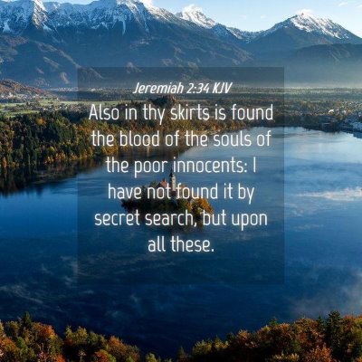 Picture 04 - Jeremiah 2:34 KJV - Also in thy skirts is found the blood of the - Bible Verse Picture
