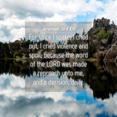 Picture 04 - Jeremiah 20:8 KJV - For since I spake, I cried out, I cried violence - Bible Verse Picture