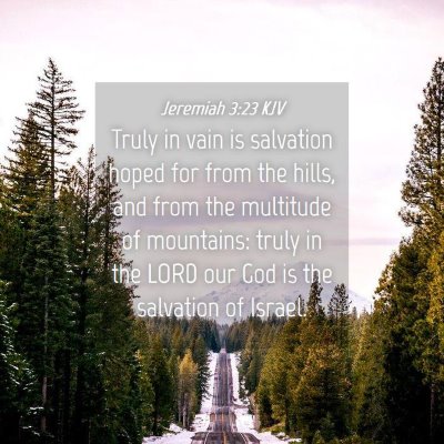 Picture 04 - Jeremiah 3:23 KJV - Truly in vain is salvation hoped for from the - Bible Verse Picture