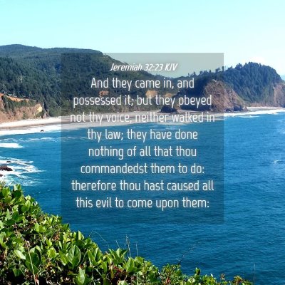 Picture 04 - Jeremiah 32:23 KJV - And they came in, and possessed it; but they - Bible Verse Picture