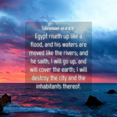 Picture 04 - Jeremiah 46:8 KJV - Egypt riseth up like a flood, and his waters are - Bible Verse Picture