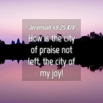 Picture 04 - Jeremiah 49:25 KJV - How is the city of praise not left, the city of - Bible Verse Picture