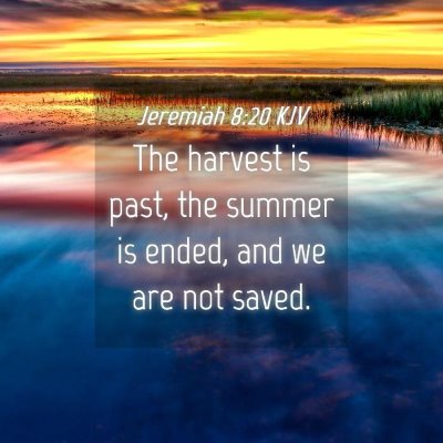 Picture 04 - Jeremiah 8:20 KJV - The harvest is past, the summer is ended, and we - Bible Verse Picture