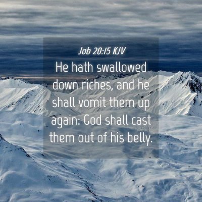 Picture 04 - Job 20:15 KJV - He hath swallowed down riches, and he shall vomit - Bible Verse Picture