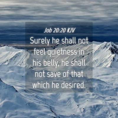 Picture 04 - Job 20:20 KJV - Surely he shall not feel quietness in his belly, - Bible Verse Picture