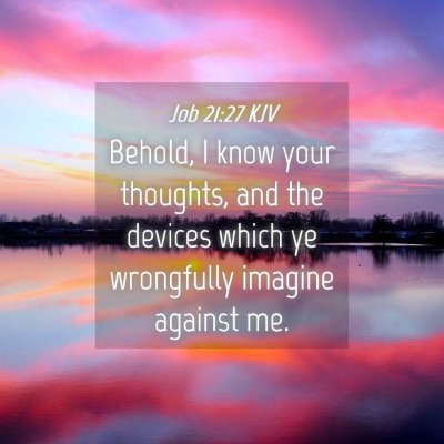 Picture 04 - Job 21:27 KJV - Behold, I know your thoughts, and the devices - Bible Verse Picture