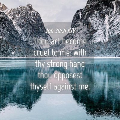 Picture 04 - Job 30:21 KJV - Thou art become cruel to me: with thy strong hand - Bible Verse Picture