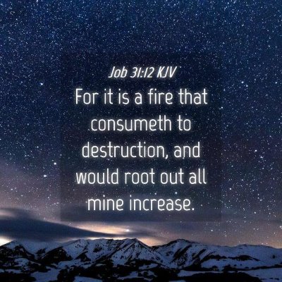 Picture 04 - Job 31:12 KJV - For it is a fire that consumeth to destruction, - Bible Verse Picture