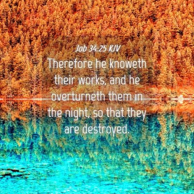 Picture 04 - Job 34:25 KJV - Therefore he knoweth their works, and he - Bible Verse Picture