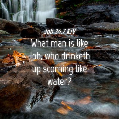 Picture 04 - Job 34:7 KJV - What man is like Job, who drinketh up scorning - Bible Verse Picture