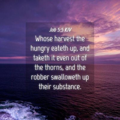 Picture 04 - Job 5:5 KJV - Whose harvest the hungry eateth up, and taketh it - Bible Verse Picture