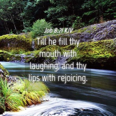 Picture 04 - Job 8:21 KJV - Till he fill thy mouth with laughing, and thy - Bible Verse Picture