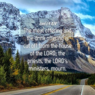 Picture 04 - Joel 1:9 KJV - The meat offering and the drink offering is cut - Bible Verse Picture