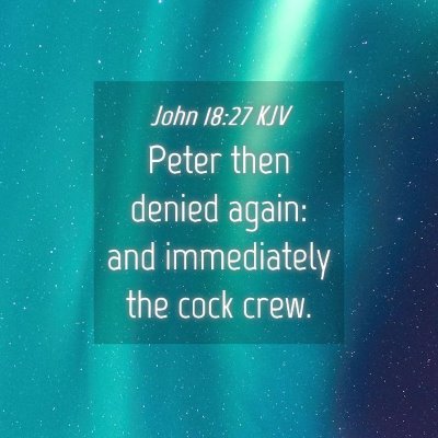 Picture 04 - John 18:27 KJV - Peter then denied again: and immediately the cock - Bible Verse Picture