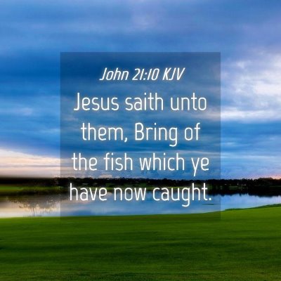 Picture 04 - John 21:10 KJV - Jesus saith unto them, Bring of the fish which ye - Bible Verse Picture