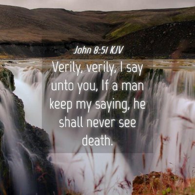 Picture 04 - John 8:51 KJV - Verily, verily, I say unto you, If a man keep my - Bible Verse Picture