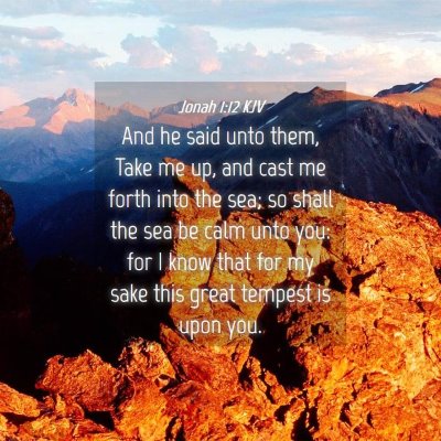 Picture 04 - Jonah 1:12 KJV - And he said unto them, Take me up, and cast me - Bible Verse Picture