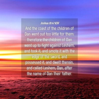 Picture 04 - Joshua 19:47 KJV - And the coast of the children of Dan went out too - Bible Verse Picture