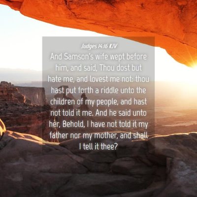 Picture 04 - Judges 14:16 KJV - And Samson's wife wept before him, and said, Thou - Bible Verse Picture
