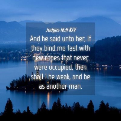 Picture 04 - Judges 16:11 KJV - And he said unto her, If they bind me fast with - Bible Verse Picture
