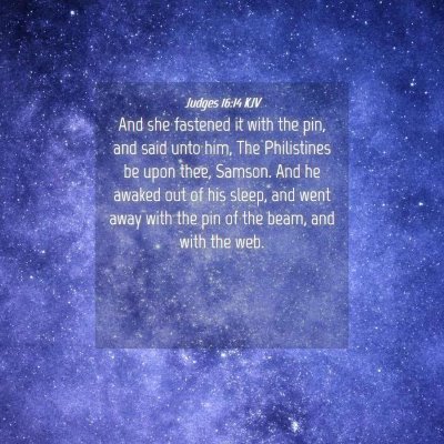 Picture 04 - Judges 16:14 KJV - And she fastened it with the pin, and said unto - Bible Verse Picture