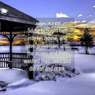 Picture 04 - Judges 19:21 KJV - So he brought him into his house, and gave - Bible Verse Picture