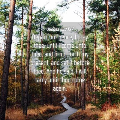 Picture 04 - Judges 6:18 KJV - Depart not hence, I pray thee, until I come unto - Bible Verse Picture