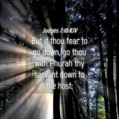Picture 04 - Judges 7:10 KJV - But if thou fear to go down, go thou with Phurah - Bible Verse Picture