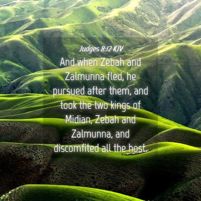 Picture 04 - Judges 8:12 KJV - And when Zebah and Zalmunna fled, he pursued - Bible Verse Picture