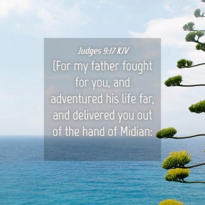 Picture 04 - Judges 9:17 KJV - (For my father fought for you, and adventured his - Bible Verse Picture