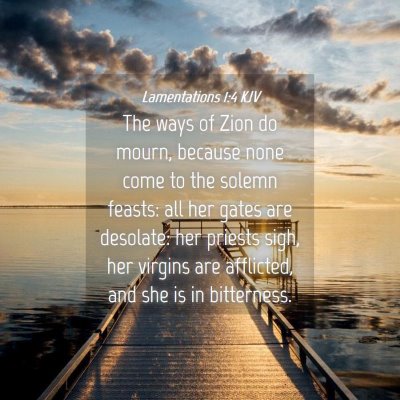 Picture 04 - Lamentations 1:4 KJV - The ways of Zion do mourn, because none come to - Bible Verse Picture