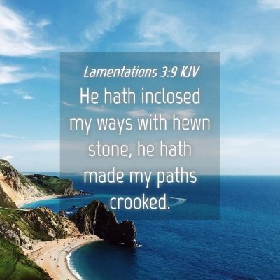 Picture 04 - Lamentations 3:9 KJV - He hath inclosed my ways with hewn stone, he hath - Bible Verse Picture