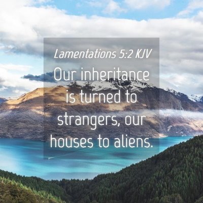 Picture 04 - Lamentations 5:2 KJV - Our inheritance is turned to strangers, our - Bible Verse Picture