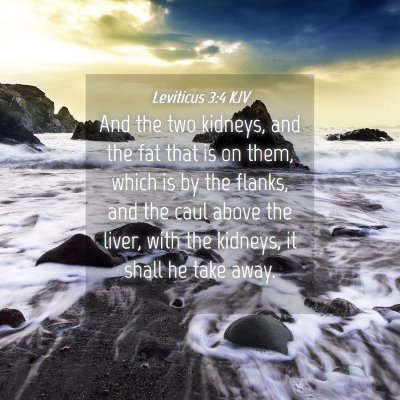 Picture 04 - Leviticus 3:4 KJV - And the two kidneys, and the fat that is on them, - Bible Verse Picture