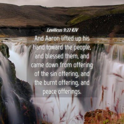 Picture 04 - Leviticus 9:22 KJV - And Aaron lifted up his hand toward the people, - Bible Verse Picture