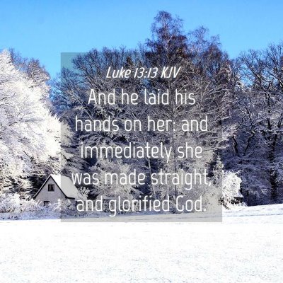Picture 04 - Luke 13:13 KJV - And he laid his hands on her: and immediately she - Bible Verse Picture