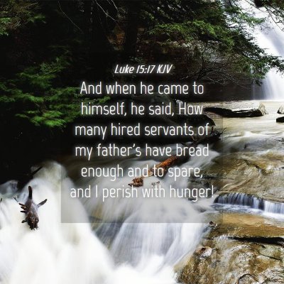Picture 04 - Luke 15:17 KJV - And when he came to himself, he said, How many - Bible Verse Picture