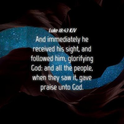 Picture 04 - Luke 18:43 KJV - And immediately he received his sight, and - Bible Verse Picture