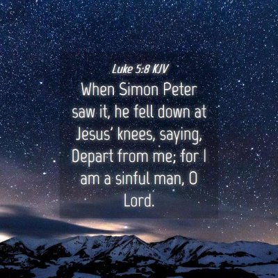 Picture 04 - Luke 5:8 KJV - When Simon Peter saw it, he fell down at Jesus' - Bible Verse Picture