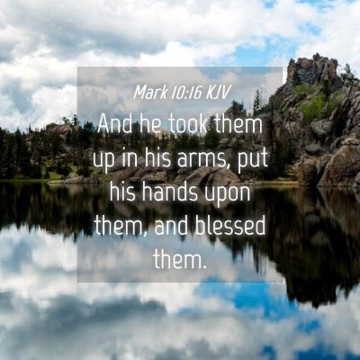 Picture 04 - Mark 10:16 KJV - And he took them up in his arms, put his hands - Bible Verse Picture