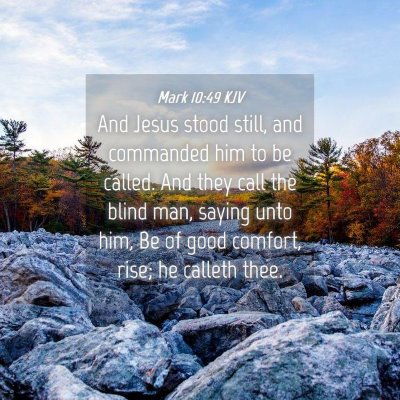 Picture 04 - Mark 10:49 KJV - And Jesus stood still, and commanded him to be - Bible Verse Picture