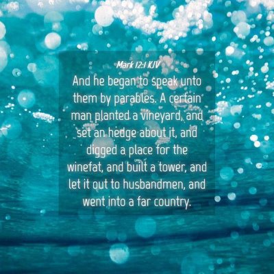 Picture 04 - Mark 12:1 KJV - And he began to speak unto them by parables. A - Bible Verse Picture