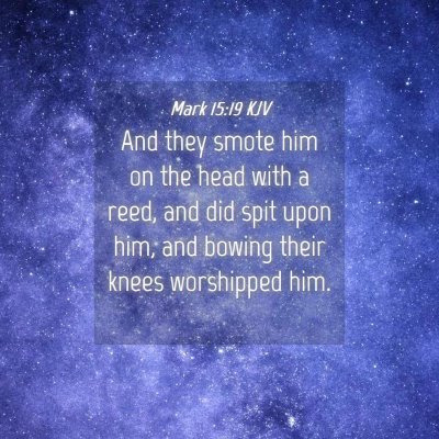 Picture 04 - Mark 15:19 KJV - And they smote him on the head with a reed, and - Bible Verse Picture